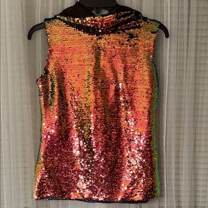 Royal fudge blouse Sz M multicolor sequin f3